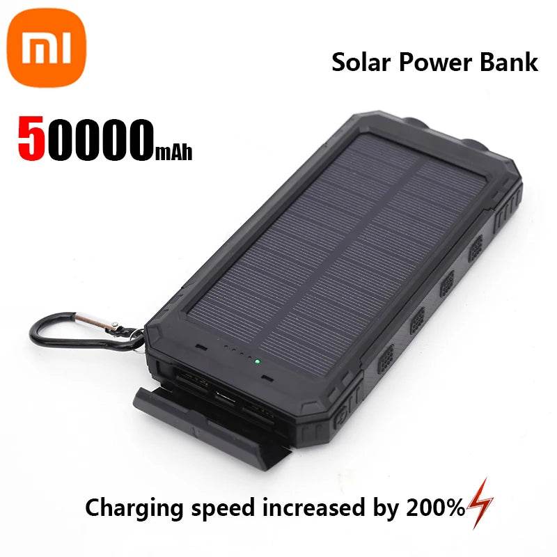 Enagua Mart 200,000mAh Solar Power Bank - Portable Large Capacity Charger Compatible with iOS, Android, USB-A, and USB-C, Fast Charging - Enagua Mart