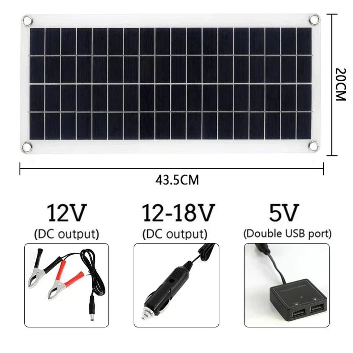 Enagua Mart 300W Flexible Solar Panel Kit - 12V Battery Charger with Dual USB and 10A-60A Controller