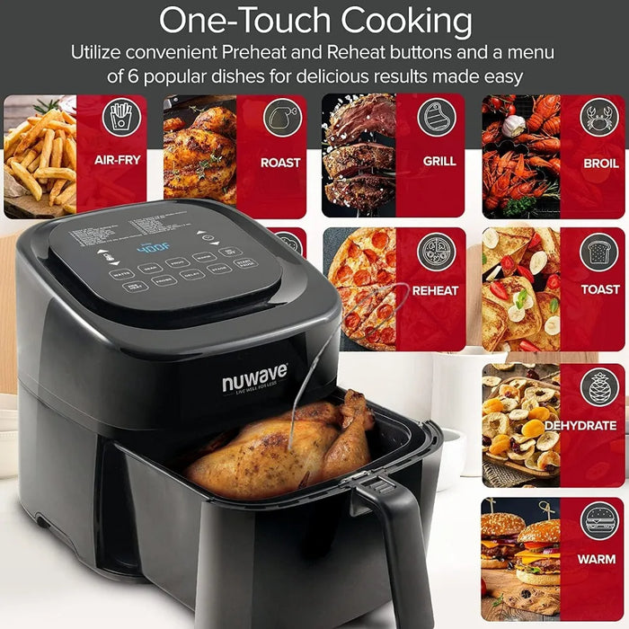 Enagua Mart Brio 6 Quart Healthy Digital Air Fryer - Smart Controls with Probe and Advanced Cooking Functions