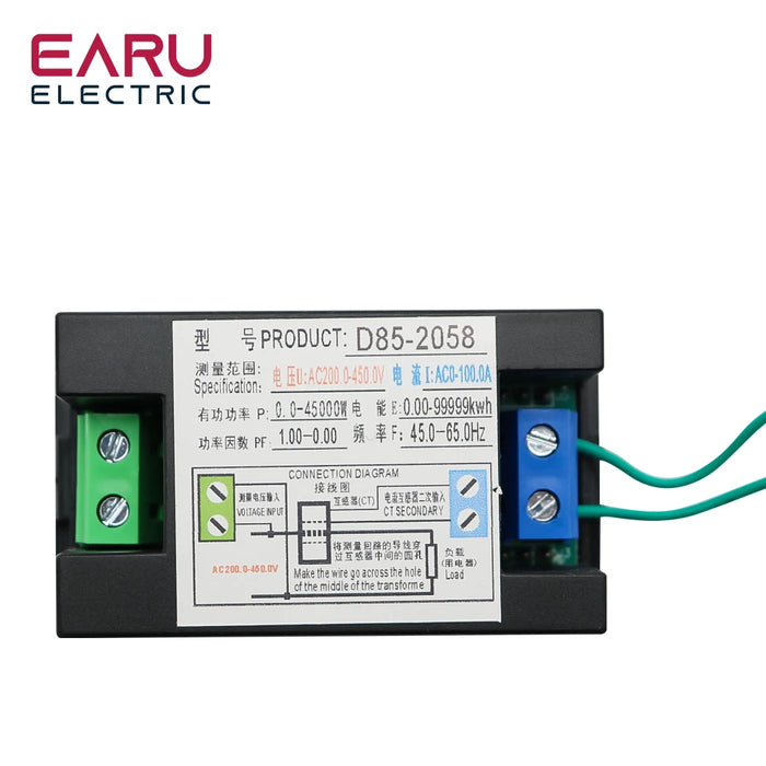 Enagua Mart Single-Phase Digital LCD AC Panel Meter - Intelligent Voltage, Current, and Frequency Power Monitor