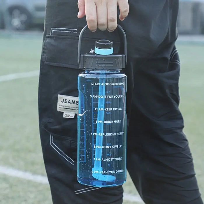 Enagua Mart Sports Water Bottle - 1.5L, 2L, 3L Leakproof with Time Marker and Portable Design