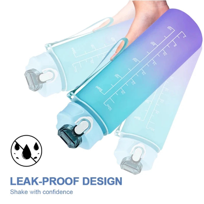 Enagua Mart 900ml Sports Water Bottle with Time Marker - Leak-Proof, BPA-Free, Motivational Portable Water Bottle for Outdoor Sport and Fitness