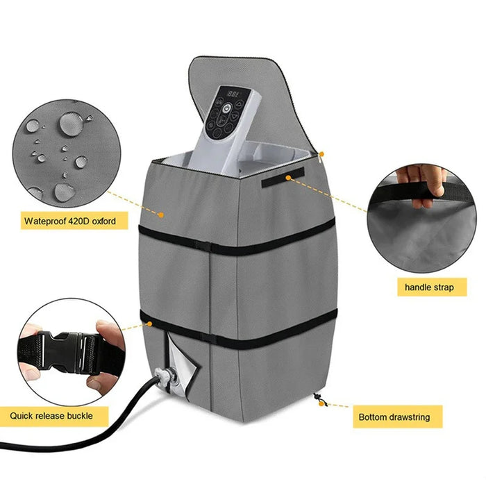 Enagua Mart Heavy-Duty Inflatable Spa Water Heater Pump Cover - 43x38x54cm Black & Grey Weatherproof Cover for Hot Tub