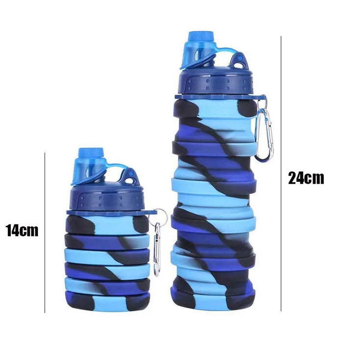 Enagua Mart 500ml Silicone Foldable Water Bottle - Reusable Leakproof Bottle with Carabiner for Sports