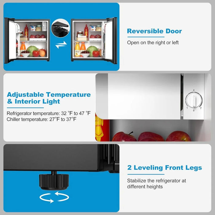 Enagua Mart Compact Refrigerator - Single Door Mini Fridge with Adjustable Thermostat and Chiller Compartment