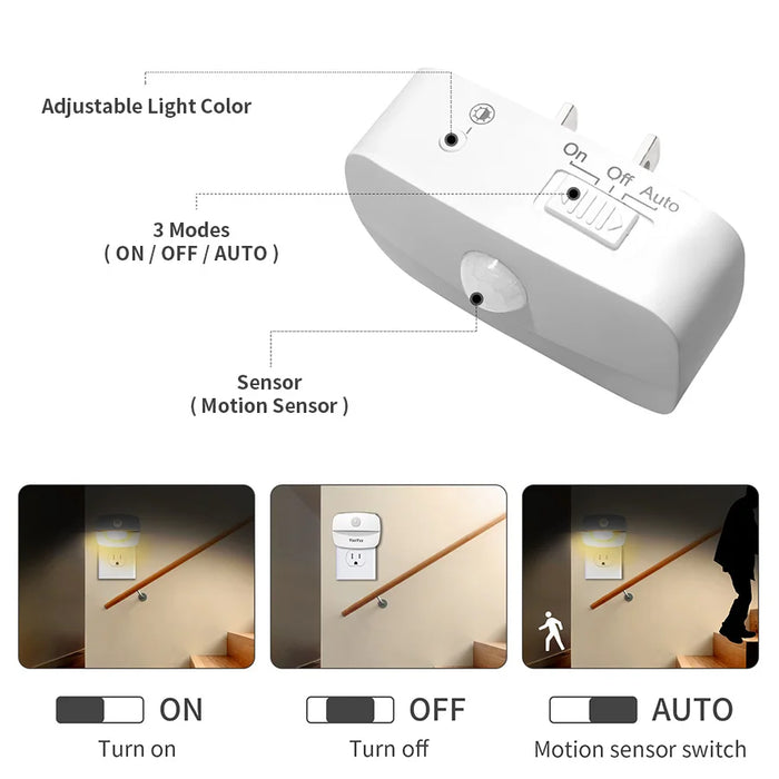 Enagua Mart LED Night Light - Motion Sensor EU/US Plug, Nightlights for Bedroom, Hallway & Stairs