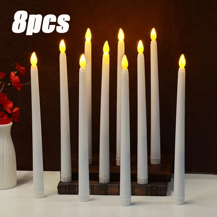 Enagua Mart 8pcs Long LED Flameless Candles - Battery Powered Flickering Decorative Candle Lights