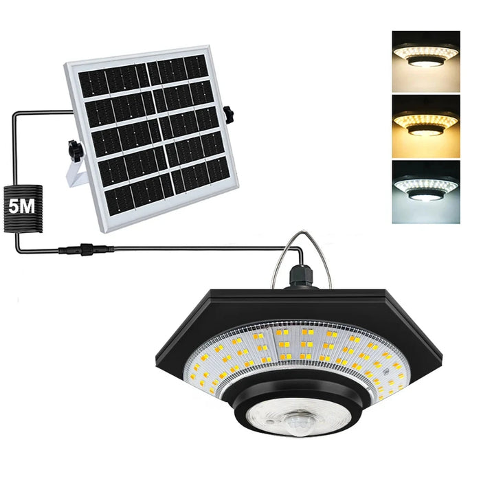 Enagua Mart Solar Pendant Lights Outdoor - Solar Shed Light, Motion Sensor 288 LEDs, Dimmable Indoor Barn Lamp, Waterproof