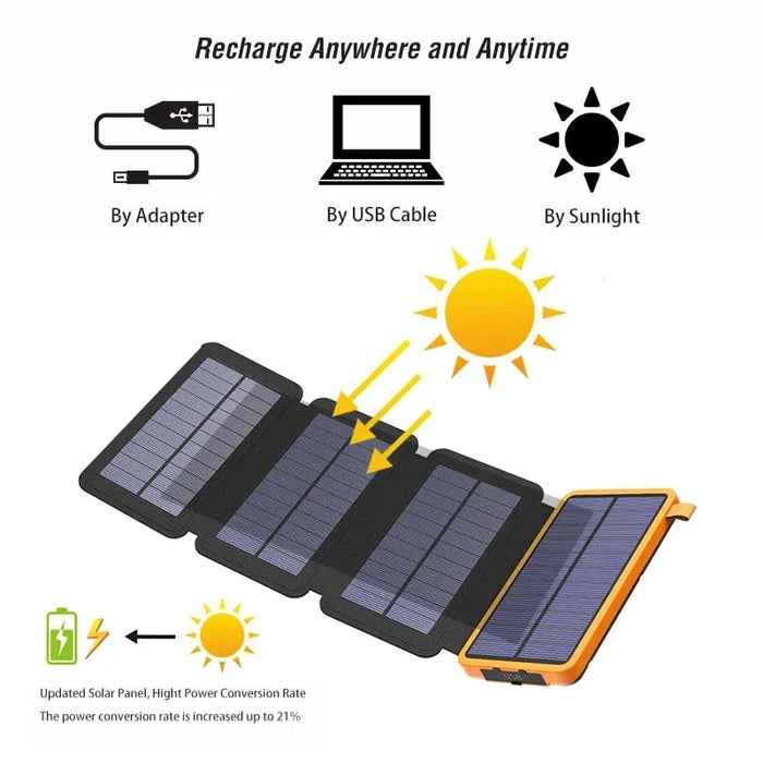 Enagua Mart 50,000mAh Waterproof Solar Power Bank - Portable Foldable Solar Charger for Outdoor Use