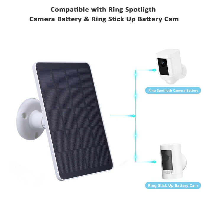 Enagua Mart 20W 5V Solar Panel for Ring Spotlight and Stick Up Cameras - Outdoor Solar Cells Charger with 360° Rotating Mount