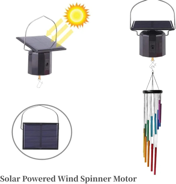 Enagua Mart Wind Spinner Solar Motor - Outdoor Solar-Powered Wind Chime Ornament