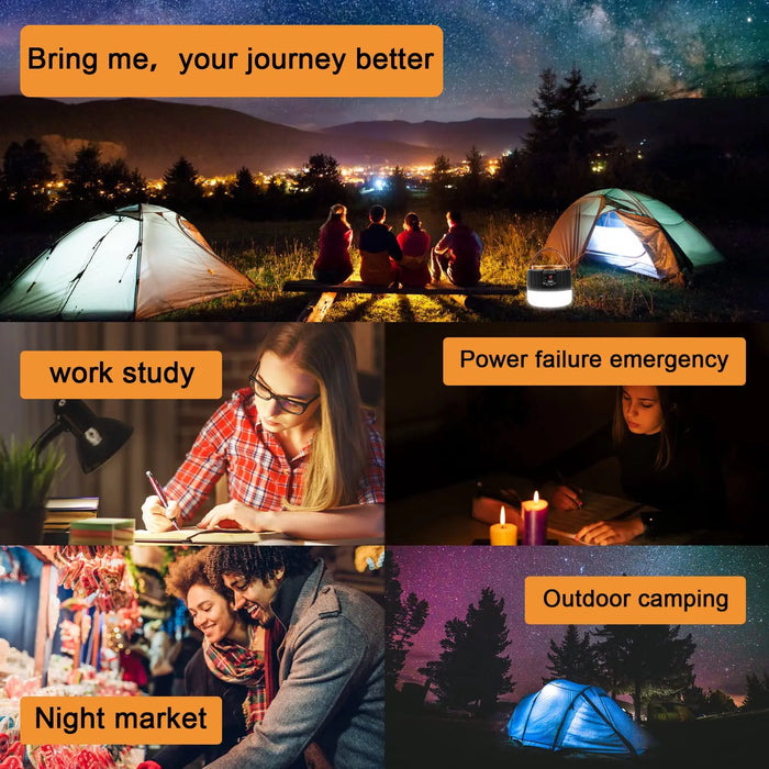 Enagua Mart Rechargeable LED Camping Light - 3-Mode Solar Tent Lamp and Portable Lantern for Outdoor Use