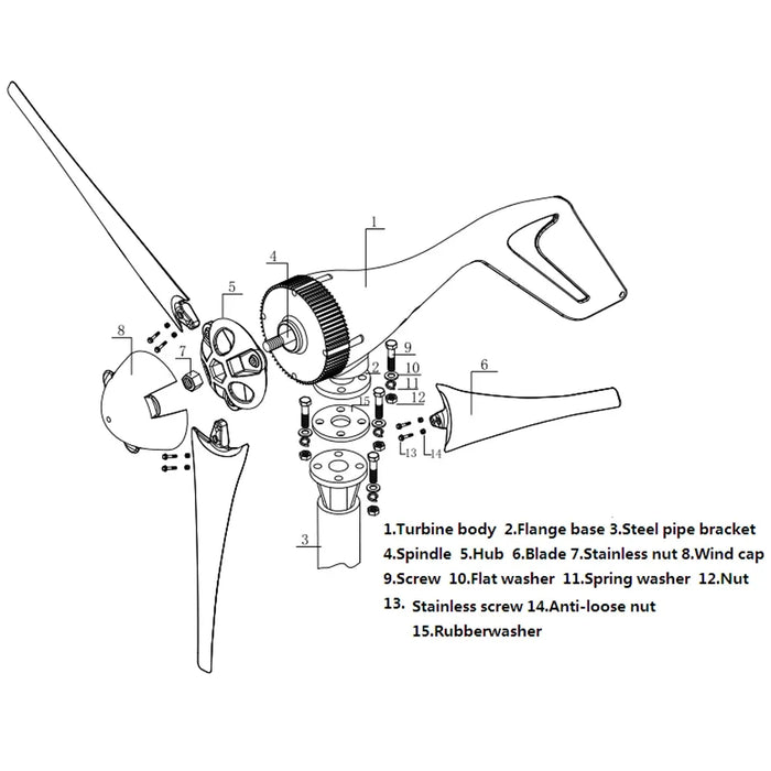 Enagua Mart New Energy 3KW/5KW/8KW Small Windmill - Horizontal Wind Turbine Generator with MPPT Controller for Home Use