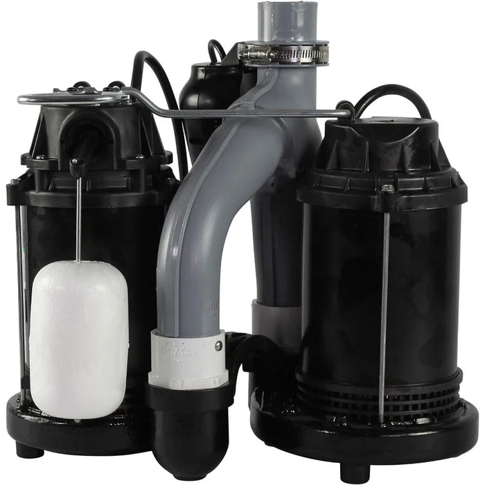 Enagua Mart Wayne 1/2HP Basement Sump Pump System - With Integrated Vertical Float Switch and 12V Battery Backup Capability