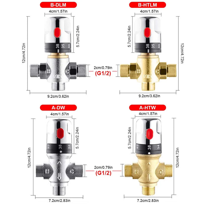 Enagua Mart Brass Thermostatic Mixing Valve - Constant Temperature Control for Solar Water Heaters and Showers