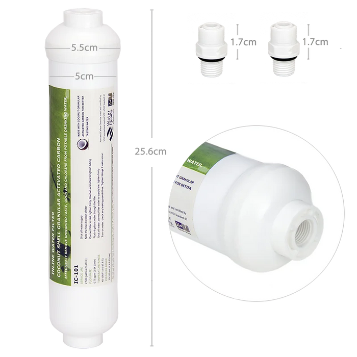 Enagua Mart Inline RO GAC Postfilter – Coconut Shell Based Activated Carbon Water Filter IC-101