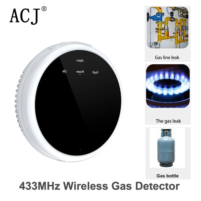 Enagua Mart ACJ 433MHz Gas Leak Alarm Sensor - Methane, Biogas, and Natural Combustible Detector for Home Security System