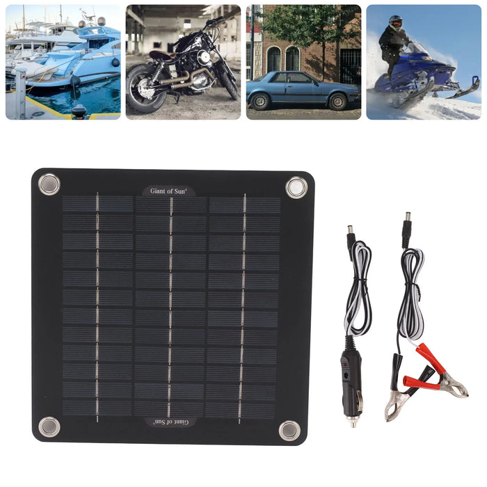 Enagua Mart 10W Portable Solar Panel Kit - 12V Solar Battery Maintainer for Car, Motorcycle, and Tractor