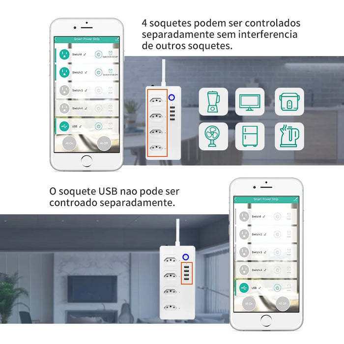 Enagua Mart Tuya WiFi ZigBee Smart Power Strip - 4 Outlets & 4 USB Surge Protector