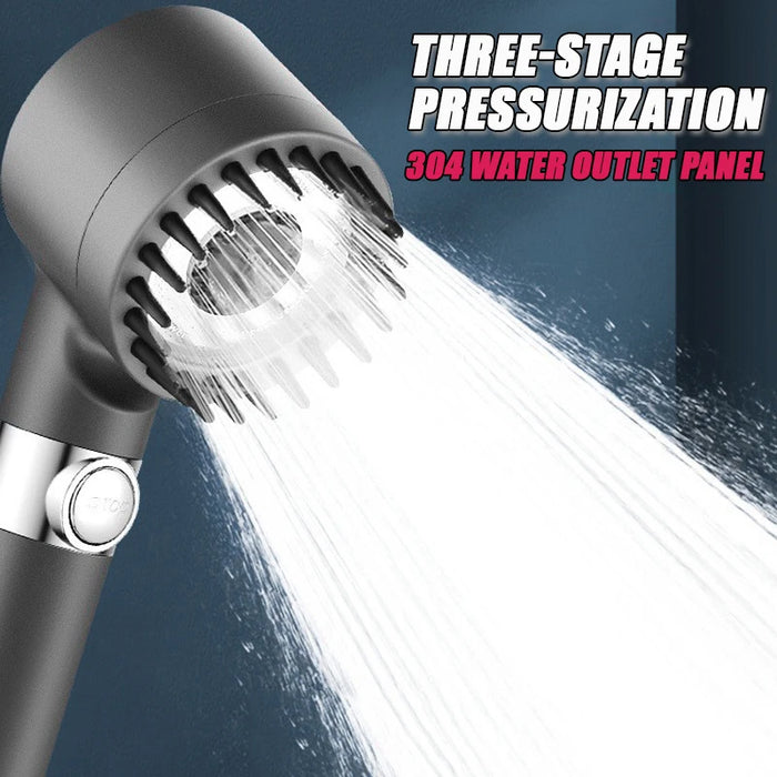 Enagua Mart High-Pressure Shower Head - 3-Mode Adjustable Spray with Massage Brush and Filter