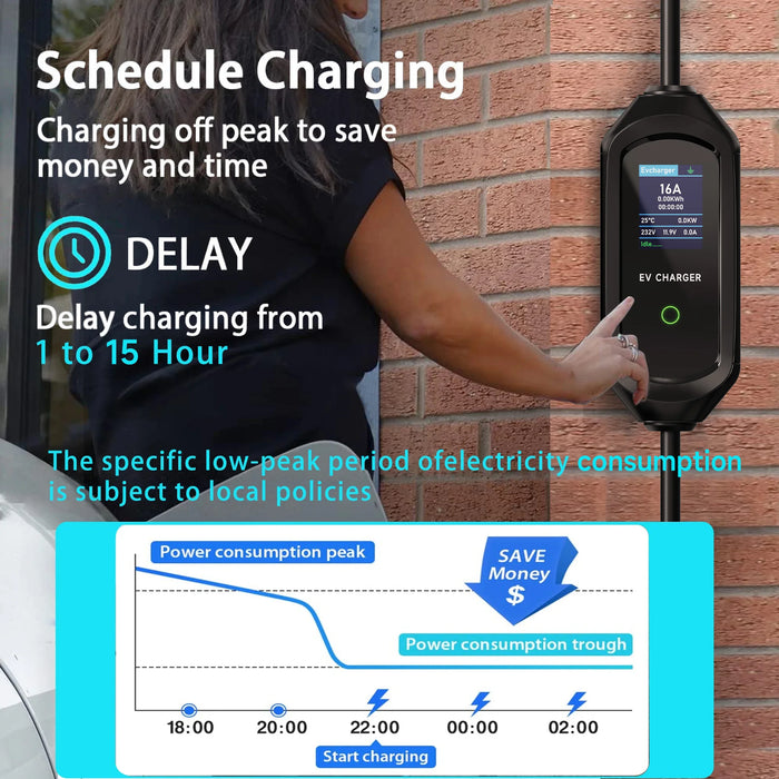 Enagua Mart Portable EV Charger - 3.5kW/7kW for Tesla Model 3, X, Y, S with CEE Plug