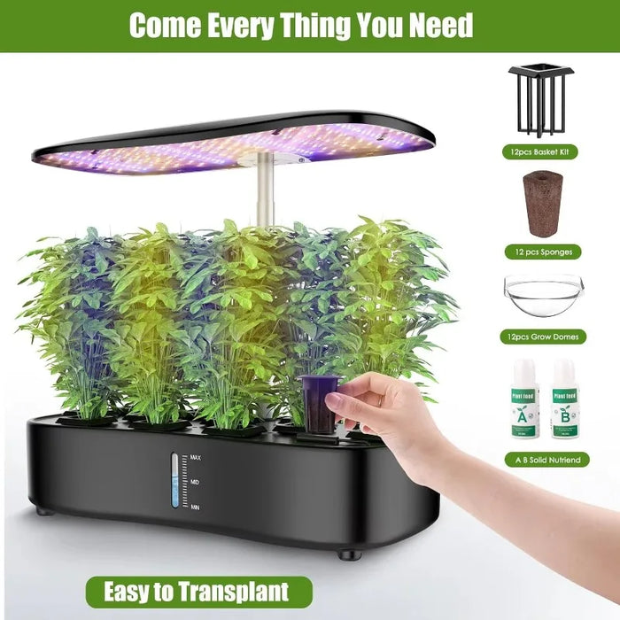 Enagua Mart Indoor Hydroponics Growing System - 12 Pods with Remote Control & Auto LED Grow Light