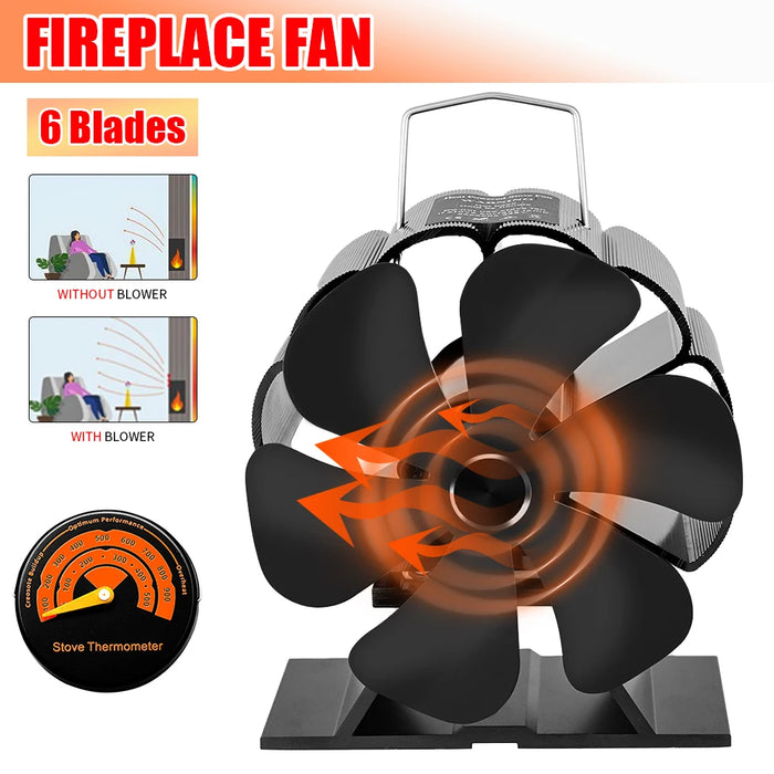 Enagua Mart 6-Blades Mini Stove Fan - Heat Powered Fireplace Fan for Log Wood Burner, Energy Saving, Quiet Eco Fan