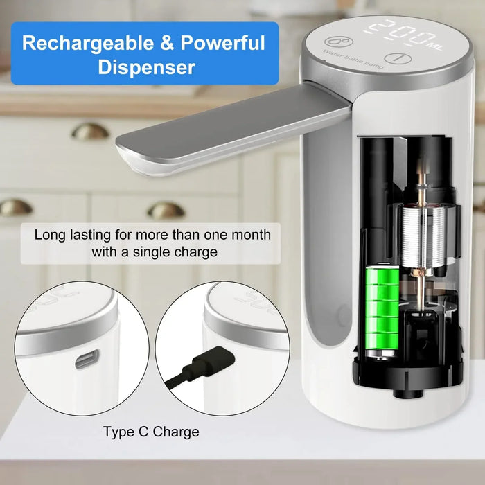 Enagua Mart LED Display Water Dispenser - Touch Button, 3 Quantitative Settings, Foldable Design, Type-C Charging