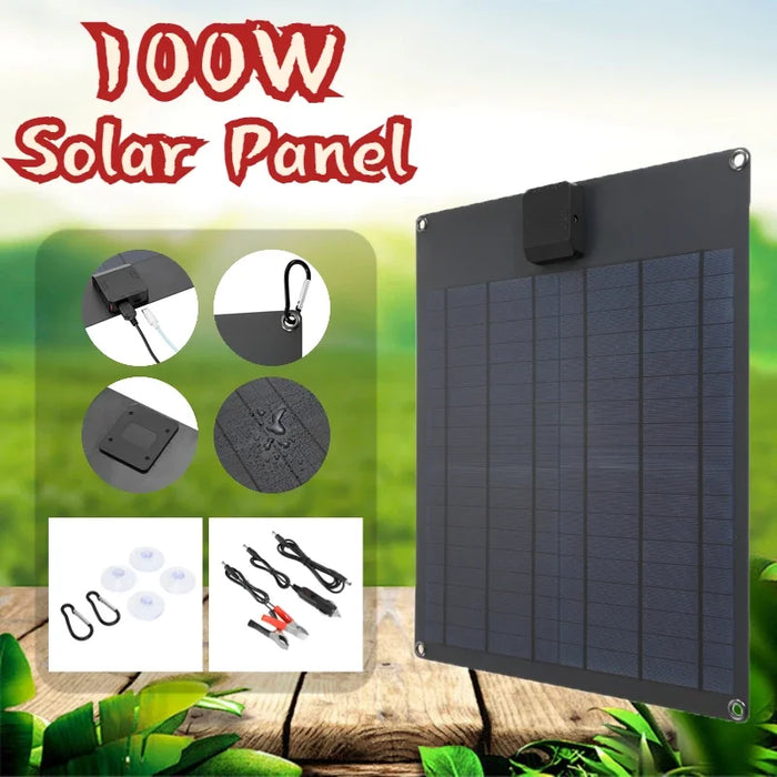 Enagua Mart 100W 12V/18V Portable Solar Panel - USB 5V, 2A Charger for Phone, RV, Car, and Camping