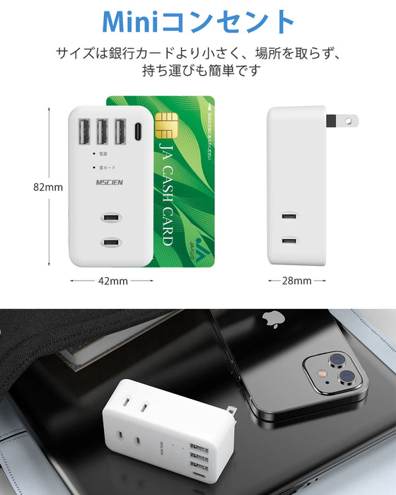 Enagua Mart MSCIEN Japan Socket Wall Power Strip - 3 USB Charge Ports, Type-C Smart Plug with Surge Protector
