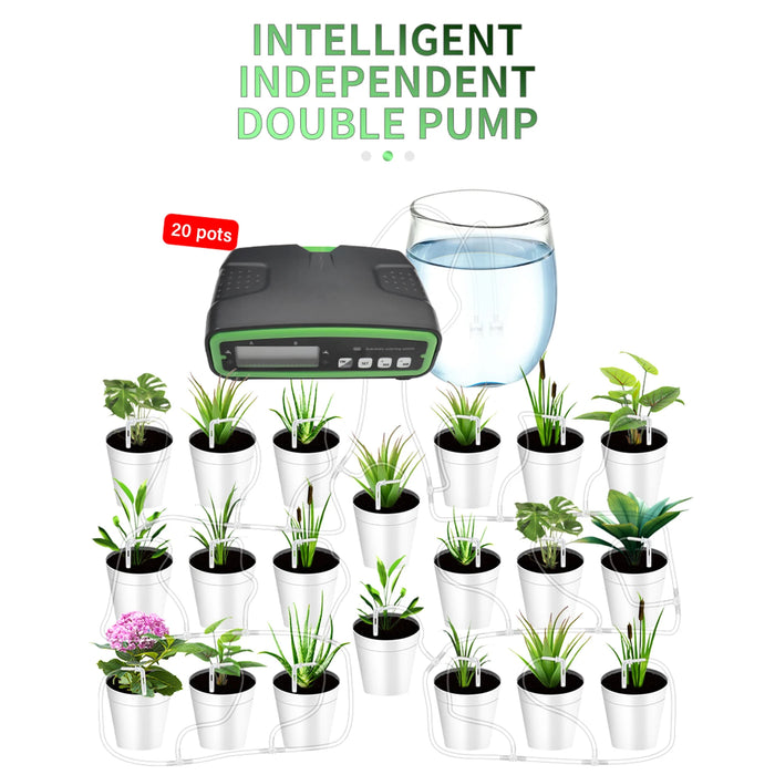 Enagua Mart Automatic Double Pump Watering System - 30-Day Programmable Irrigation Kit for Indoor Gardens