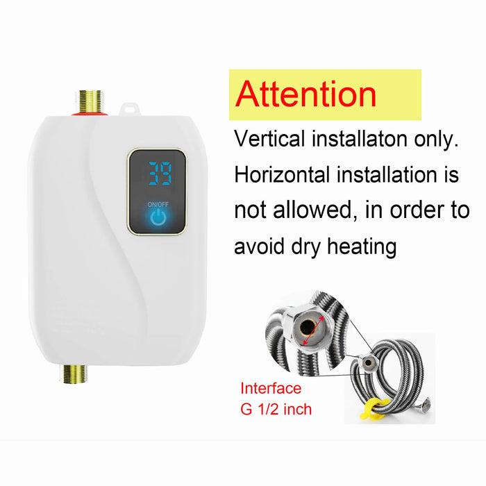 Enagua Mart Instant Water Heater - 220V 3500W Mini Electric Tankless Heater with LCD Display