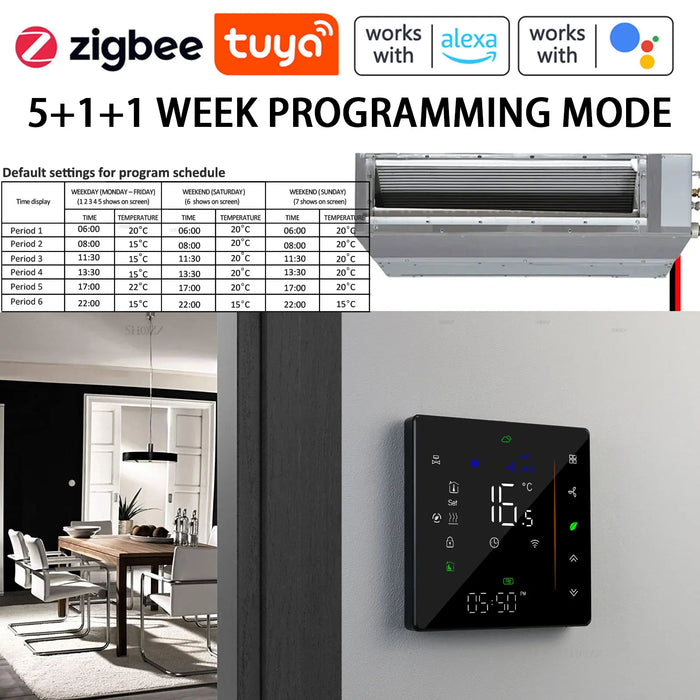 Enagua Mart Tuya Zigbee Digital Display Smart Temperature Controller - Programmable HVAC Thermostat for Heating and Cooling Systems