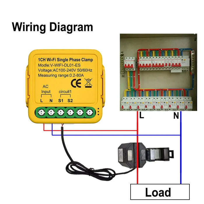 Enagua Mart Tuya WiFi On/Off Controller - 80A Energy Meter and Power Monitoring Device for Smart Homes