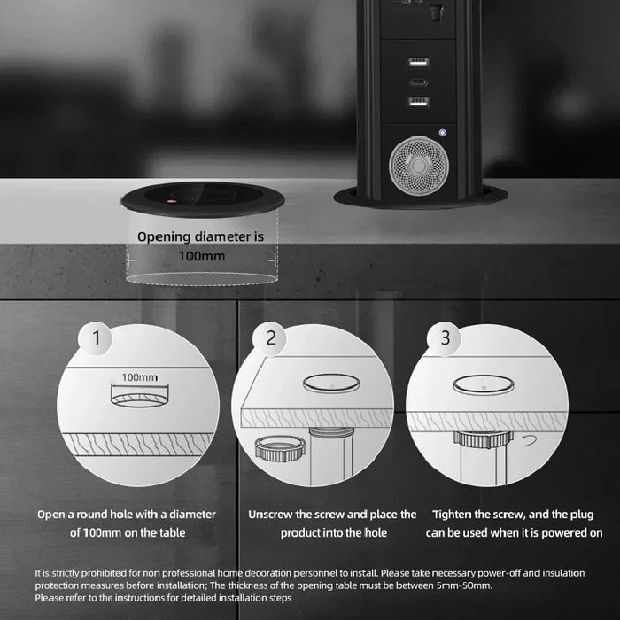 Enagua Mart Desktop Outlet Multi-Layer Worktop Table Socket - Smart Power Pop-Up Electric Tower