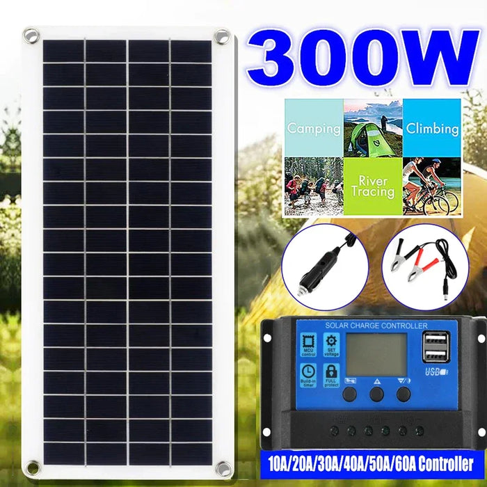 Enagua Mart Solar Panel Kit - 300W, 12V USB, 10-60A Controller for RVs, Boats, and Yachts