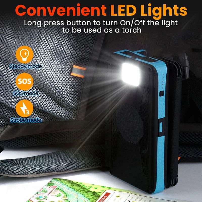 Enagua Mart Portable 20000mAh Solar Power Bank - Folding Solar Charger for Mobile Phones - Enagua Mart