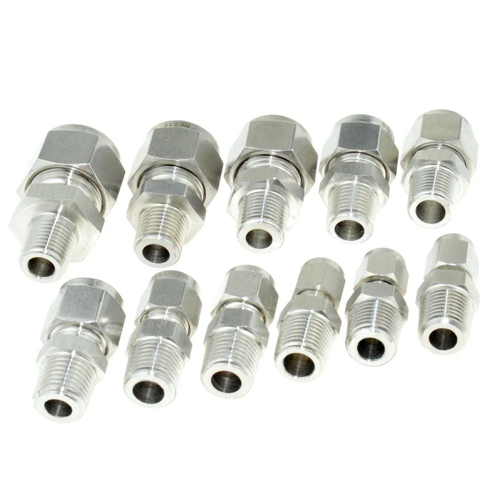 Enagua Mart Stainless Steel Ferrule Tube Compression Pipe Fitting Connector - 1/4" OD Tube, 1/8"-1/2" BSP Male Thread