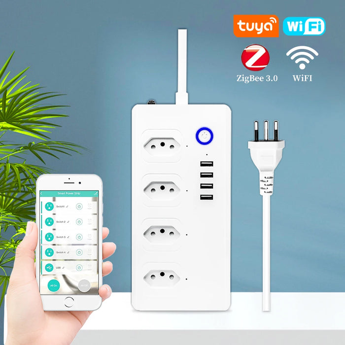 Enagua Mart Tuya WiFi ZigBee Smart Power Strip - 4 Outlets & 4 USB Surge Protector