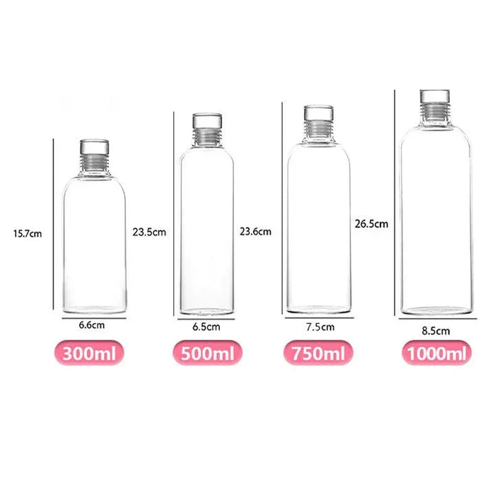 Enagua Mart Large Capacity Glass Water Bottle - Time Marker Transparent Bottle for Water, Milk, and Juice