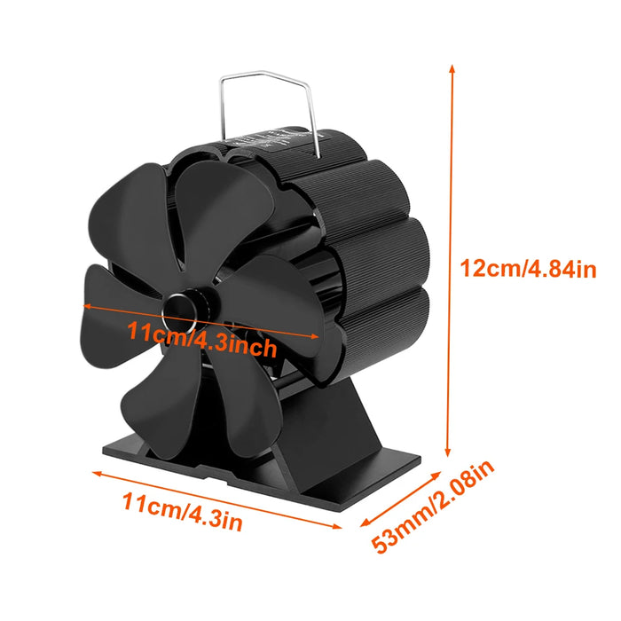 Enagua Mart 6-Blades Mini Stove Fan - Heat Powered Fireplace Fan for Log Wood Burner, Energy Saving, Quiet Eco Fan