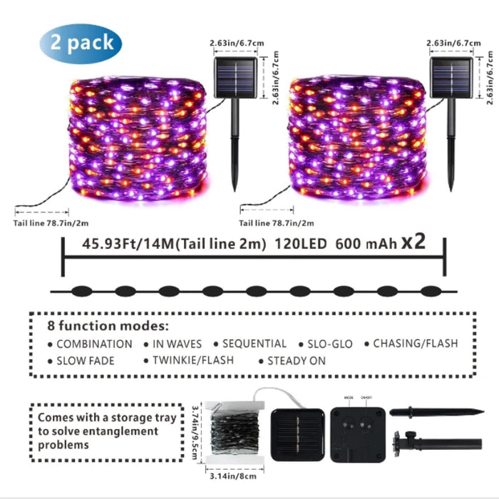 Enagua Mart LED Fairy String Light - Outdoor Festoon Garden Solar Light, Purple Halloween & Christmas Party Decor