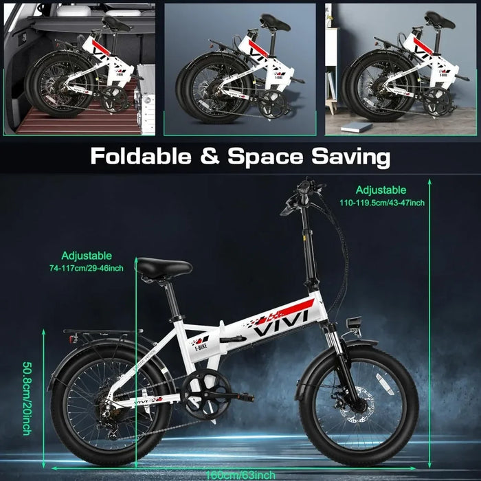 Enagua Mart 20" Folding Electric Bike - 500W Motor, 7-Speed, UL 2849 Certified, Foldable Commuter eBike