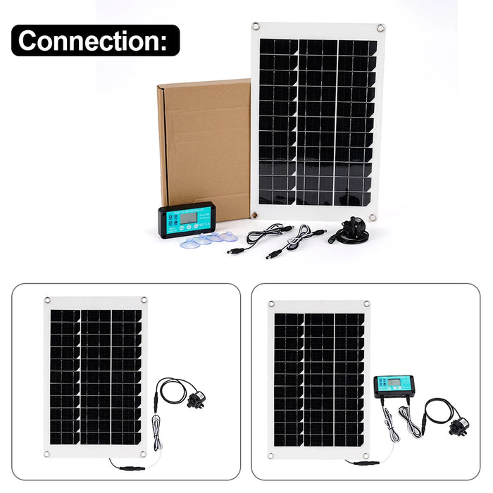 Enagua Mart 50W Solar Panel Power Bank and Water Pump Set - Ultra-Quiet Submersible Pump for Fish Ponds and Garden Fountains