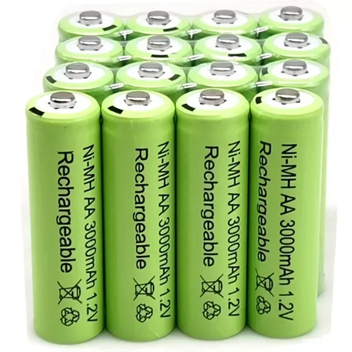 Enagua Mart 3000mAh AA Ni-MH Rechargeable Battery - 1.2V High-Capacity Green Batteries for Solar Lamps and Flashlights