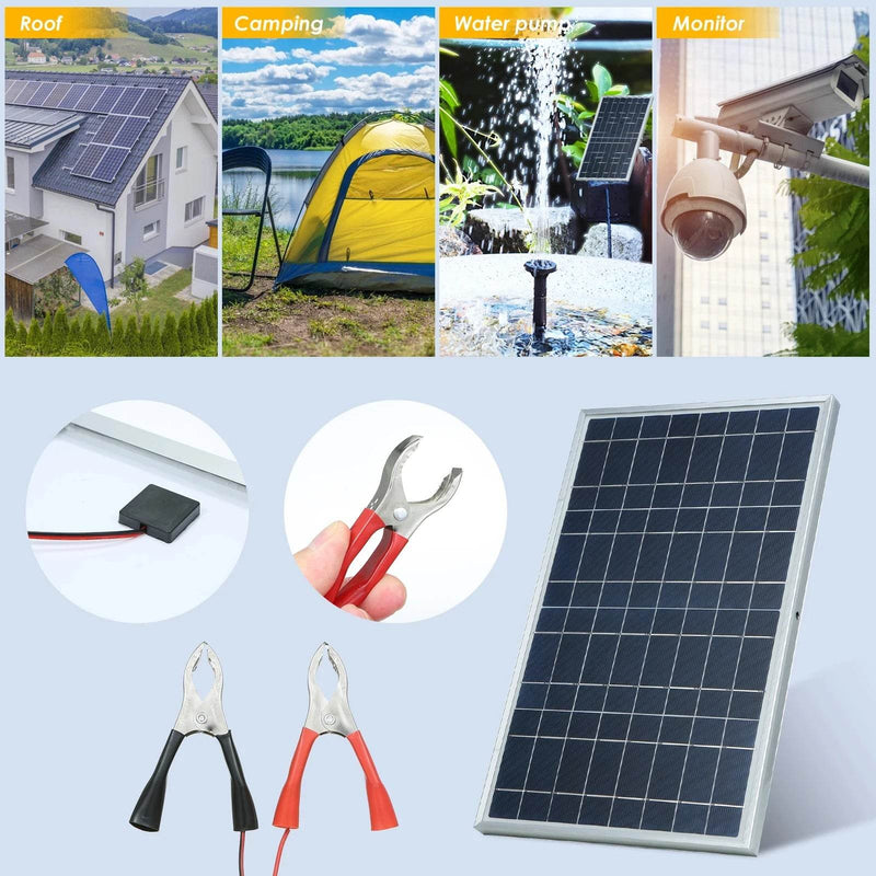 Enagua Mart 12V Solar Panel Kit Complete 600W Capacity - Polycrystalline USB Power Portable Outdoor Rechargeable Solar Cell Generator for Home - Enagua Mart