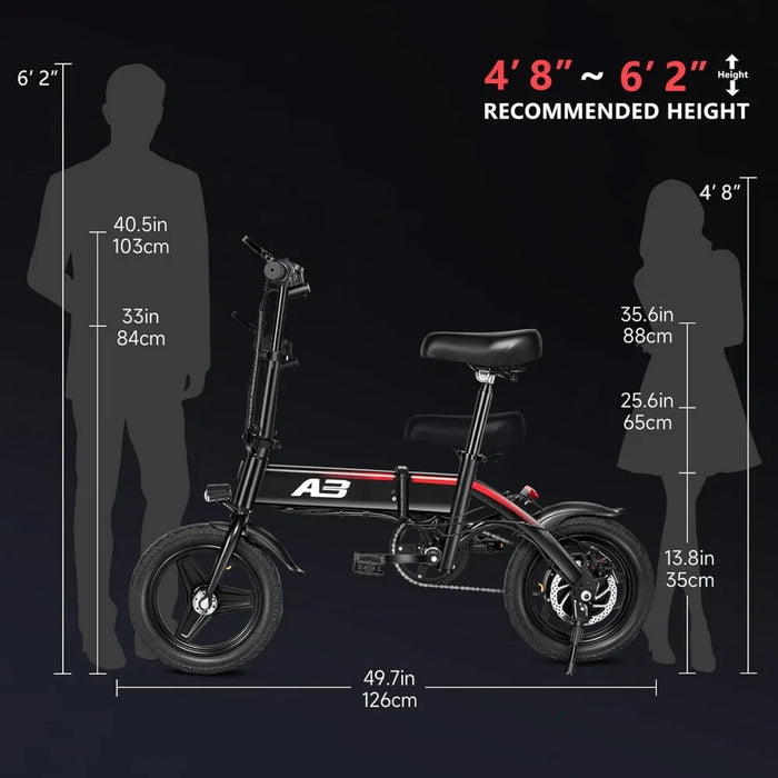 Enagua Mart Electric Bike for Adults - 14" Foldable Ebike with 350W Motor and Removable Battery