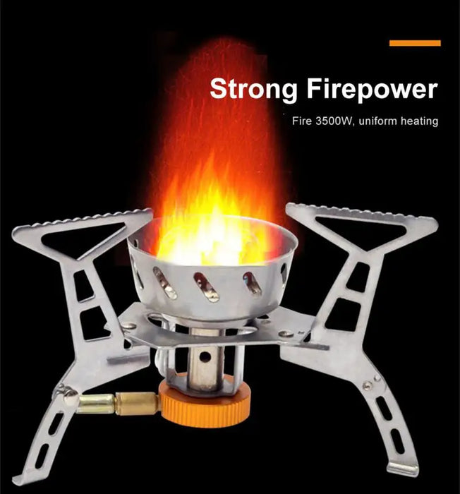 Enagua Mart Windproof Camping Gas Stove - Portable Outdoor Burner with Strong Firepower for Hiking, Picnic, and Tourism Cooking