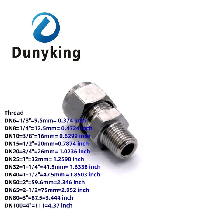 Enagua Mart SS 304 Stainless Steel Double Ferrule Compression Connector - 6mm, 8mm, 10mm, 12mm Tube to 1/8, 1/4, 3/8, 1/2 Male NPT Pipe Fitting