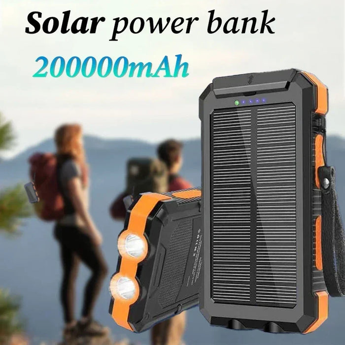 Enagua Mart 200,000mAh Solar Power Bank - Outdoor Camping with Compass, Ultra-Large Capacity Portable Fast Charging